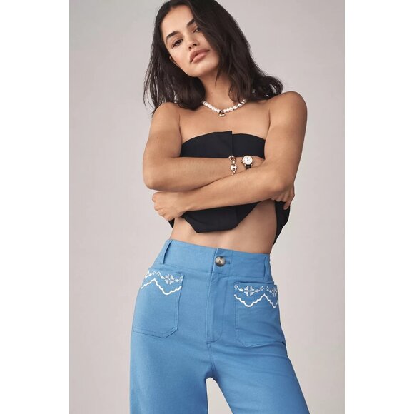 The Colette Lace Trim Full-Length Wide-Leg Pants by Maeve 34 - Picture 4 of 4